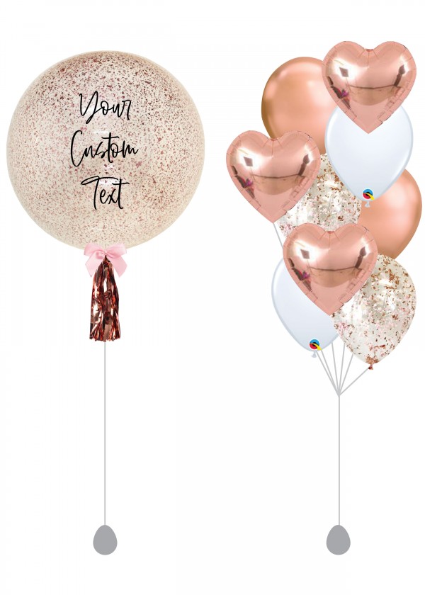 [SET] Customised 18" Rose Gold Glitter Bubble Bouquet