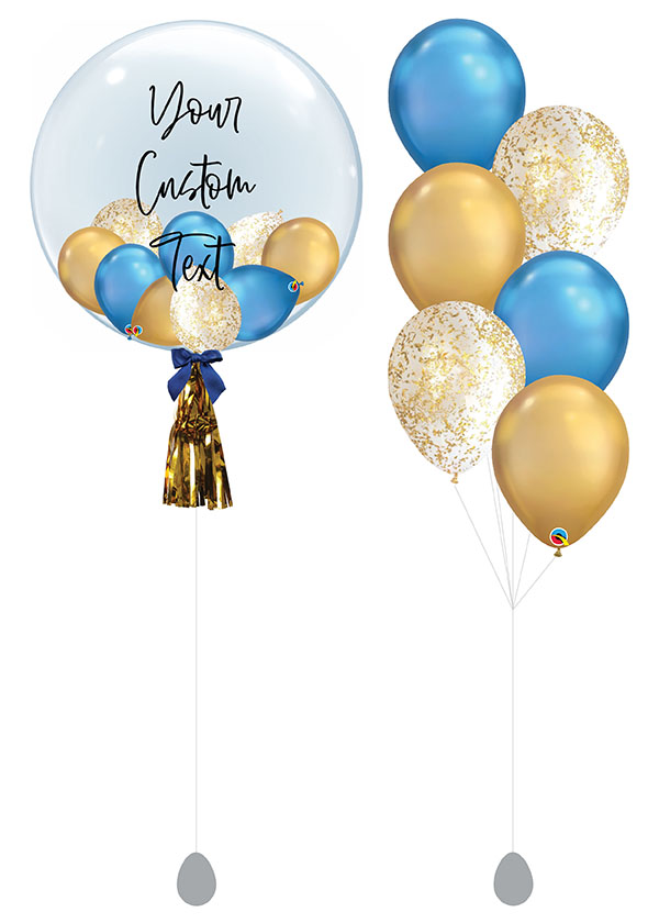 [SET] Customised 24" Blue Luxury Bubble Bouquet