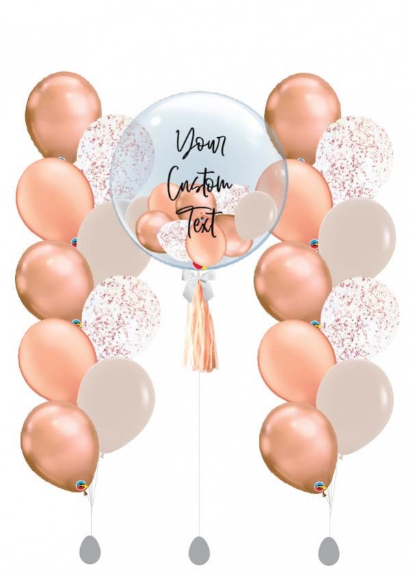 [SET] Customised 24" Rose Gold Princess Nude Bubble Bouquet