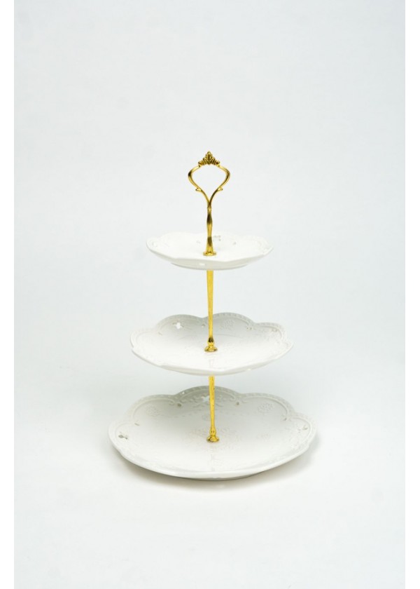 [RENTAL] 3 Tier White Ceramic Dessert Stand $12.00