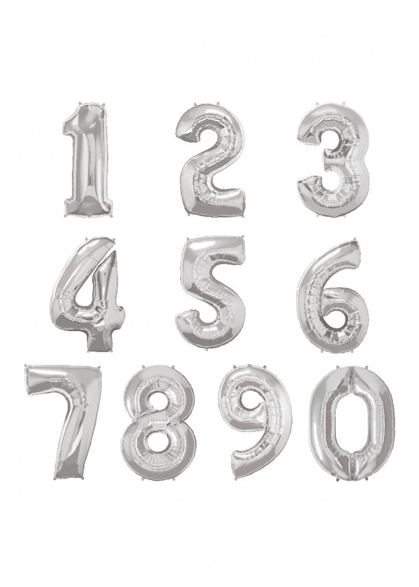 32" Number Foil Silver