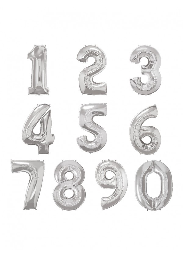 40" Number Foil Silver