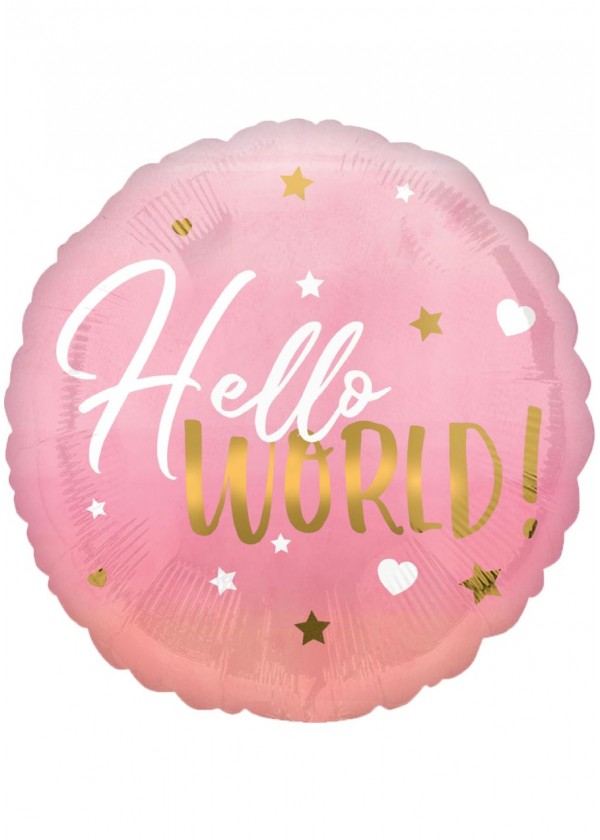 18" Round BABY Pink Hello World