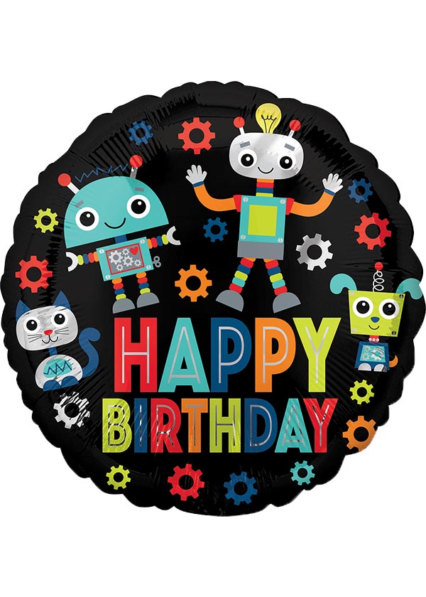 18" Round Birthday Robots
