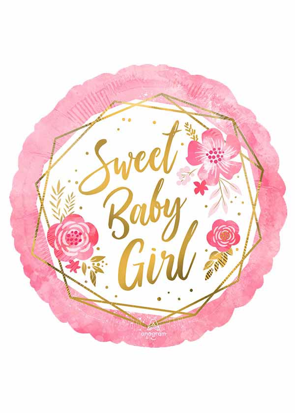 18" Round BABY Girl Floral Geo
