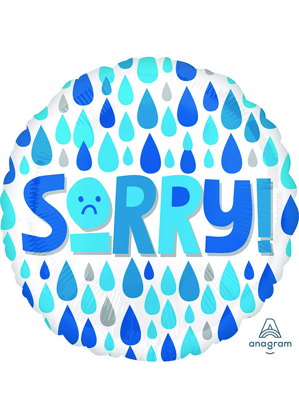 18" Round Sorry Raindrops