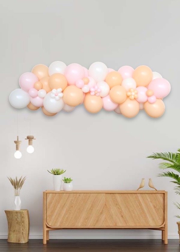 [Organic Balloon Garland] Pastel Blush Pink Flower Theme