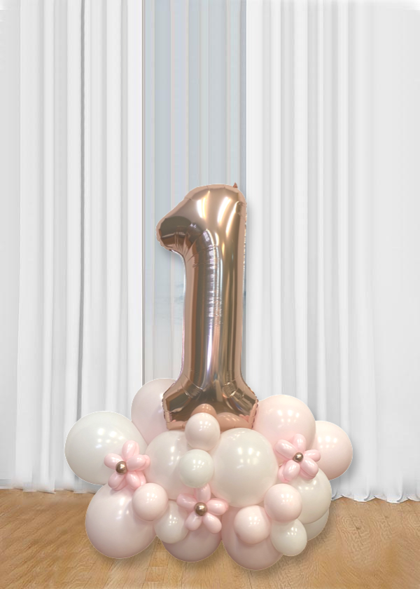 [Organic Balloon Structure] Pastel Pink Dream With Single Number  Foil