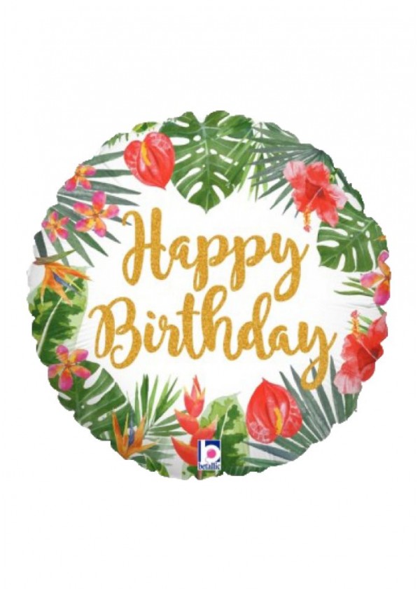 18" Round BDAY Tropical Birthday