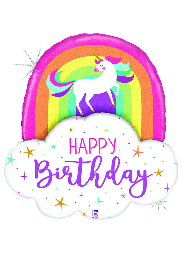 35" Rainbow Unicorn Birthday Shape