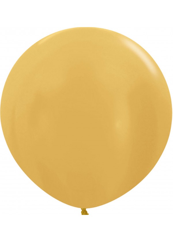 36" Round Latex Metallic Gold