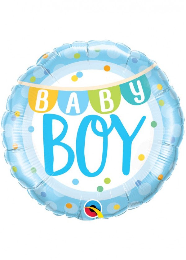 18" Round BABY Boy Banner & Dots