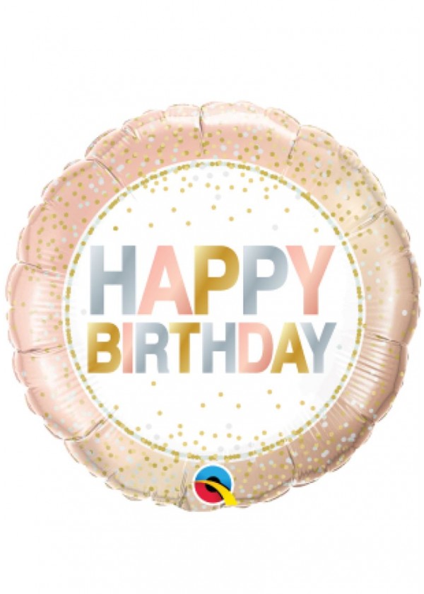 18" Round BDAY Metallic Dots
