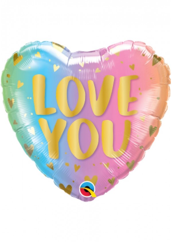 18" Heart LOVE Love You Pastel Ombre & Hearts