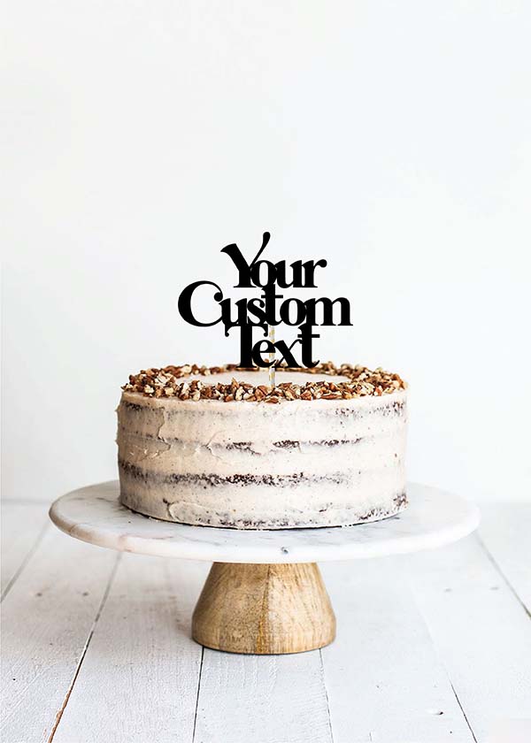 Cake Topper  3 Line Elegant Block Font